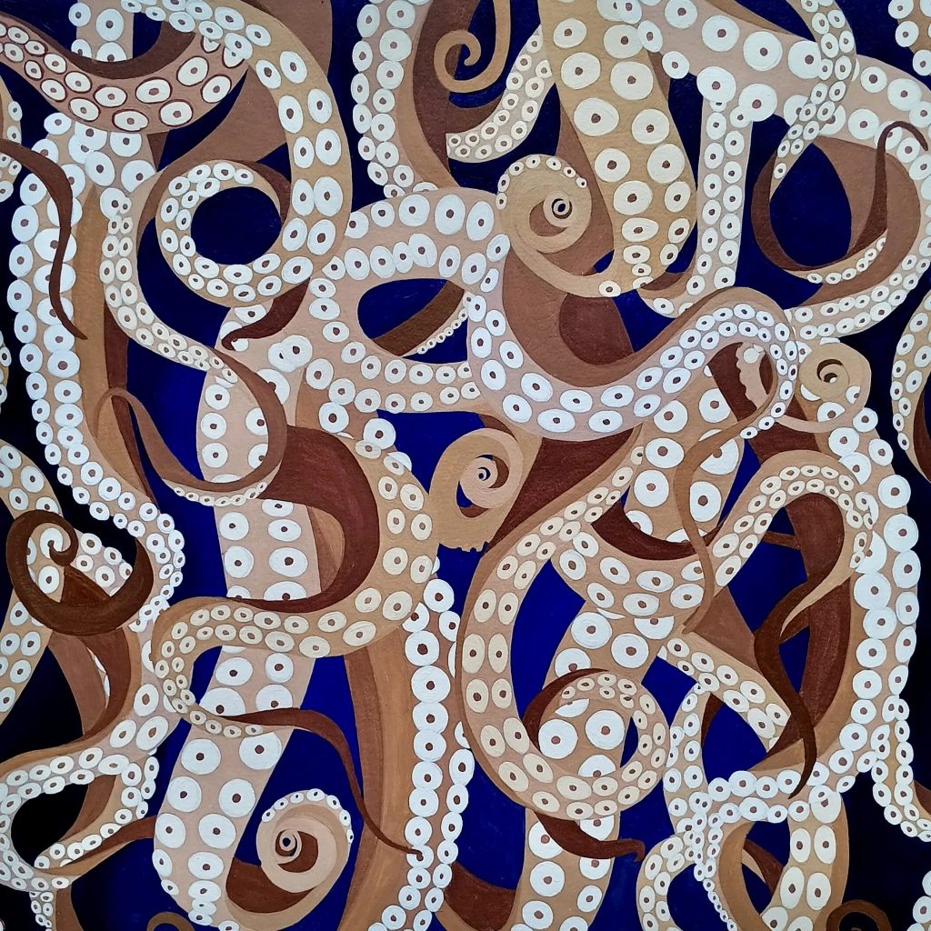 Tentaculaire - acrylique sur papier - 50x50