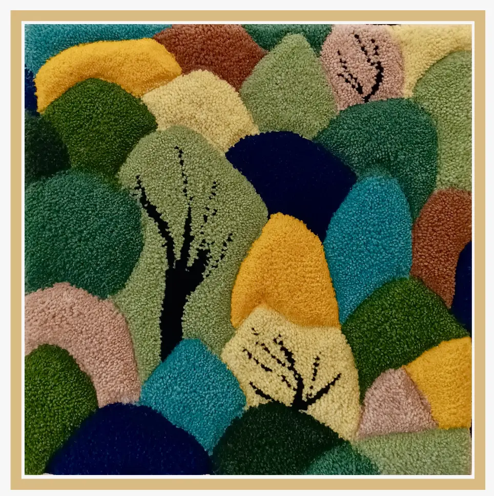 La poésie des arbres - Tapisserie touffetée - 40x40 cm - 240 €