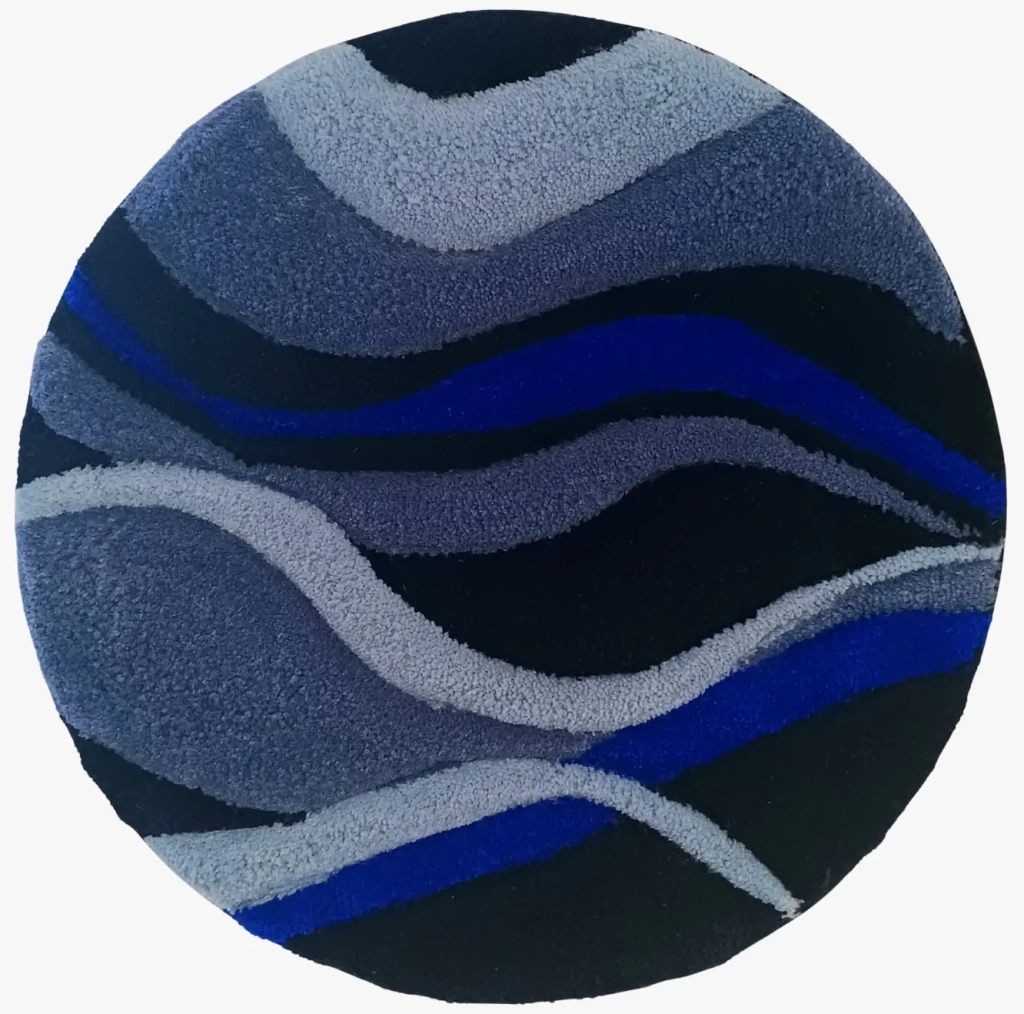 Vagues - Tapisserie touffetée - Diam 40 cm